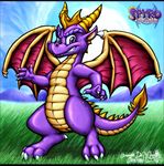  akkushisu claws dragon horns male purple scalie solo spyro spyro_the_dragon tail wings 