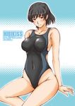  amagami bad_id bad_pixiv_id black_eyes black_hair breasts competition_swimsuit covered_nipples ishihara_souka large_breasts one-piece_swimsuit short_hair solo swimsuit tsukahara_hibiki wide_hips 