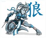  black-rat buff canine dagger female fierce han_characters muscles ninja pose shorts snarl solo white_background wolf 