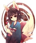  brown_hair canine female flower fox hair inumimi-syndrome mammal plain_background solo tail white_background 