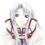  androgynous bishonen bishounen green_eyes knight long_hair male male_focus solo white_hair 