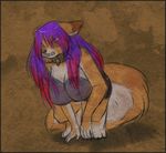  breasts canine collar countershading fangs female fierce fyxe huge_breasts kululu-xiao solo 