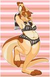  aycee bra brown_hair chubby female hair kangaroo long_tail marsupial scarf solo stretching tail underwear 