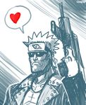  &hearts; &lt;3 arnold_schwarzenegger clothing eyewear genzoman gun human male mammal naruto naruto_uzumaki not_furry parody portrait ranged_weapon simple_background sketch solo sunglasses terminator weapon 