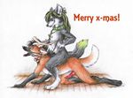 2009 all_fours bells canine caption digitigrade domination female female_domination fuckie fuckie_(character) highlights male open_mouth penis piercing raksha reindeer_(character) riding straight teeth tongue wolf xmas 