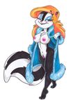  breasts canine coat countershading female fur_coat natasha_cat pose pussy skunk solo 