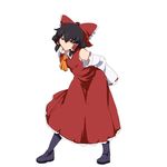  ascot black_hair bow brown_eyes detached_sleeves hair_bow hakurei_reimu solo touhou umakatsuhai 