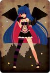  ayu_(mog) bad_id bad_pixiv_id black_wings dark_persona multicolored_hair panty_&amp;_stocking_with_garterbelt rounded_corners single_thighhigh solo stocking_(psg) striped striped_legwear sword thighhighs two-tone_hair weapon wings 