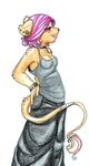  clothing female hair holly_massey pants pink_hair plain_background shirt solo tail tank_top white_background 