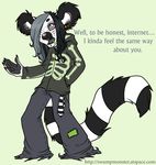  ear_piercing female hair holly_massey jacket lemur long_hair pants piercing solo tail tomboy zeriara_(character) 