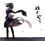  black_legwear braid izayoi_sakuya looking_back maid maid_headdress perfect_cherry_blossom scarf shin_(new) short_hair silver_hair solo thighhighs touhou wind wind_lift 