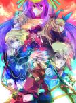  5girls ame_erika bad_id bad_pixiv_id banned_artist blazblue blonde_hair blue_eyes green_eyes green_hair hazama jin_kisaragi long_hair mikado_(blazblue) mu-12 multiple_boys multiple_girls noel_vermillion purple_eyes purple_hair rachel_alucard ragna_the_bloodedge red_eyes red_hair short_hair silver_hair tsubaki_yayoi 