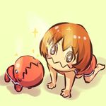  all_fours androgynous blush_stickers gen_3_pokemon hitec looking_up moemon personification pokemon pokemon_(creature) red_hair short_hair sparkle trapinch wavy_mouth 
