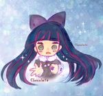 bow brown_eyes faux_traditional_media hair_bow jewelry long_hair mocomoco open_mouth panty_&amp;_stocking_with_garterbelt purple_hair ring solo stocking_(psg) tears 
