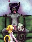  black catboy collar drool empa erk_gloom eyes_closed gay hair hi_res hyena licking male nude oral oral_sex penis purple_hair saliva second_life sex sofa tongue tongue_out white_hair ycr yellow_hair 