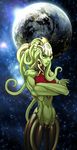  armor biceps blue_eyes clothed clothing female muscles muscular_female planet skimpy solo stars sunamori tentacles 