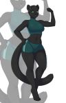  anthro clothed clothing felid feline female flexing kitsunewaffles-chan looking_at_viewer mammal simple_background smile solo standing thick_thighs wide_hips 