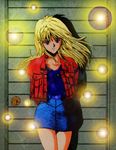  bangs belt blonde_hair blue_eyes door jacket katsura_masakazu shorts video_girl_ai 