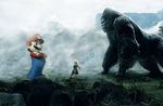  all_fours blonde_hair blue_eyes dress female gorilla hair human king_kong macro male mammal mario mario_bros mist mountain nintendo outside plumber primate rocks standing unknown_artist video_games 