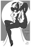  anthro black_and_white breasts cheesecake female greyscale haley joseph_ny mammal monochrome nipples pinup pose skunk solo 