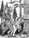  breasts canine duo female forest from_behind human human_on_anthro interspecies little_red_riding_hood male mammal michael_k._silva monochrome nipples nude penetration sex straight tree unknown_artist vaginal vaginal_penetration were werewolf wolf wood 