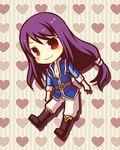  ayamisiro black_hair boots brown_background chibi heart heart_background knee_boots long_hair male_focus solo tales_of_(series) tales_of_vesperia yuri_lowell 