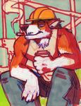  cigarette coffee construction_worker dog male mammal smoking solo ssirrus 