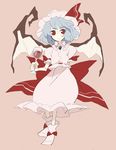  bad_id bad_pixiv_id bat_wings blue_hair cup dress drinking_glass highres maronii red_eyes remilia_scarlet simple_background solo standing touhou wine_glass wings 