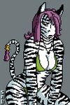  breasts cleavage clothed clothing equine female hair low_res mammal pinup pixel_art pose purple_hair smd solo zebra 