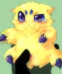  bachuru blue_eyes cum fluffy ginpaku hand interspecies joltik male multiple_eyes nintendo penis pok&#233;mon pok&#233;philia pokemon size_difference tears thumbjob trainer video_games 