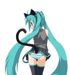  cat ears feline green_eyes hatsune_miku mammal miku_hatsune panties plain_background skirt solo striped_panties tail underwear unknown_artist vocaloid white_background 