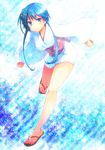  bad_id bad_pixiv_id bare_legs blue_eyes blue_hair feet japanese_clothes jigoku_sensei_nube kimono long_hair namiri running sandals short_kimono smile solo toes yukime_(jigoku_sensei_nube) 