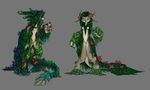  blue_eyes claws color couple dragon ears female fenra fern flower flowers green_eyes male moss moss_fenra nude roots scalie sefeiren tail 