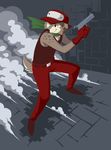  2010 analon canine cave_story gun hat male pants quote_(cave_story) shirt solo tail weapon 
