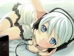  blue_eyes blue_hair headphones highres minamura_haruki scan 