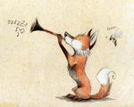  &hearts; 2010 canine cute digitigrade feral fox humour male musical_note sitting skia vuvuzela wings yellow_eyes 