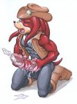  cum cumshot echidna eyes_closed kneeling knuckles_the_echidna male masturbation muscles open_mouth orgasm penis ratcandy sega solo sonic_(series) 