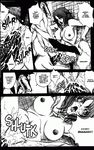  anthro breasts canine comic cum dialog english_text female greyscale horn human interspecies male mammal messy monochrome naginata_katsurino nipples nude sex straight text wild_zoo wolf 