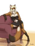  anthro breasts canine chair female fox mammal meesh plain_background pose solo tail white_background 