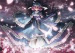  bow bug butterfly cherry_blossoms floating flower frills hat insect japanese_clothes kimono light light_smile open_mouth outstretched_arms pink_eyes pink_hair saigyou_ayakashi saigyouji_yuyuko short_hair sleeves_past_wrists solo spread_arms touhou vetina wide_sleeves 