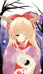  blonde_hair bow hair_bow horns ibuki_suika long_hair solo touhou yae_(snosui7) 