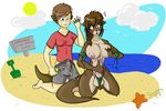  anthro beach breasts cloud dickgirl erection female fernin fernin_shmucky gender_transformation intersex male mammal mustelid nipples otter penis sea seaside shovel starfish sun transformation transgender water 