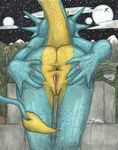  bent_over butt dragon female jewelry moon mooning mountain night outside paul_lucas plump_labia presenting presenting_hindquarters pussy ring scalie solo spread_butt spreading stars tail 