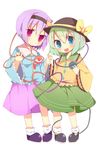  child green_eyes green_hair holding_hands komeiji_koishi komeiji_satori multiple_girls pink_eyes pink_hair rowtan siblings sisters touhou 