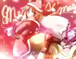  bell blonde_hair blue_eyes boots capelet christmas dearmybrothers fox_tail gift hat multiple_tails panties sack santa_costume santa_hat short_hair snow solo tail touhou toy underwear yakumo_ran 