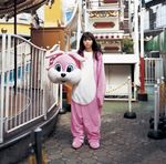  asian chipmunk costume female fursuit hair human japanese lagomorph long_hair mammal mascot not_furry photo pink pink_body rabbit real the_truth unknown_artist 