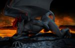  dragon looking_at_viewer male masturbation muscles nude penis scalie solo volcano wings 