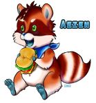  aezen alpha_channel bandanna burger cub food green_eyes iggi male raccoon solo 