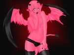  black demon devil dragon female human hybrid leather mammal panties pink pink_theme solo underwear unknown_artist wings 