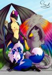  avian breasts canine cloudy_kitty dryeena eli female fox gryphon hair kaaryn leash lesbian niah pet rainbows red_eyes teeth white_hair wings 